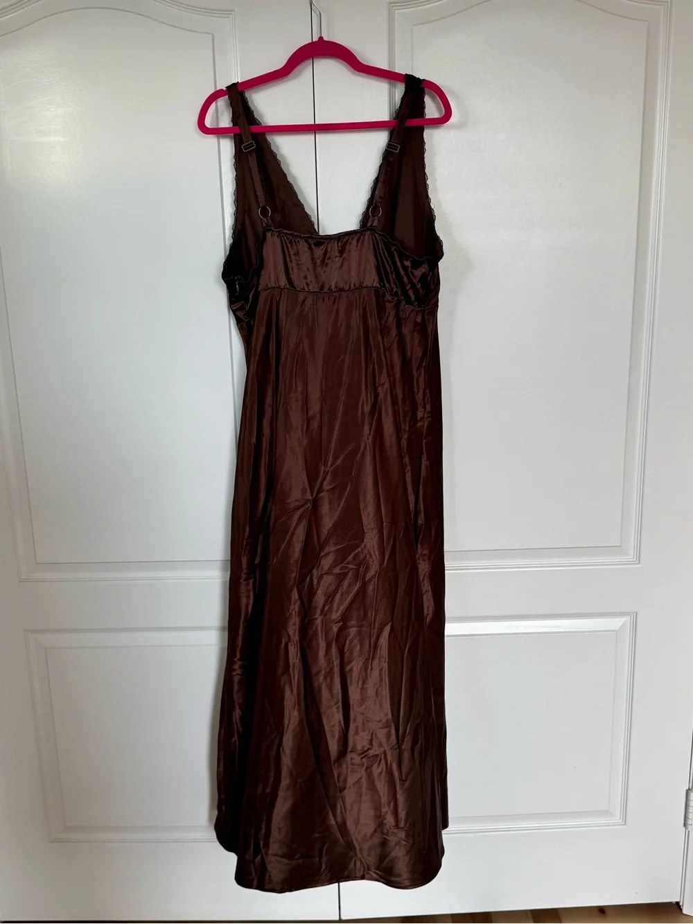 NWT wild fable Brown Satin Slip with Black Lace Trim